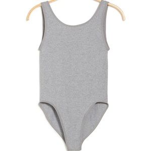BP. Low Back Heather Gray Ribbed Bodysuit Size Large